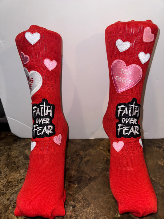 Valentine’s Day Faith Over Fear Trauma Junk Socks