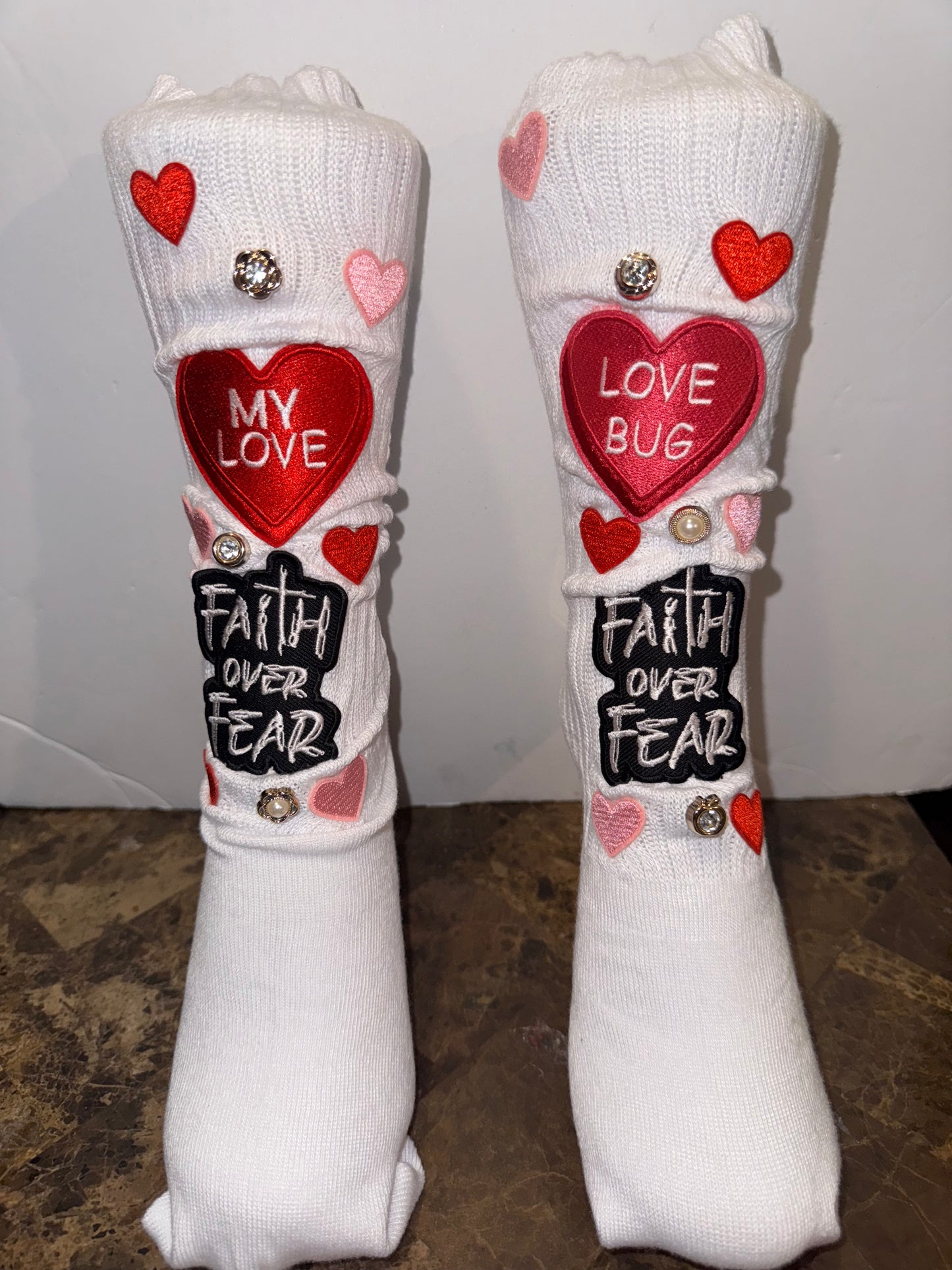 Valentine’s Day Faith Over Fear Trauma Compression Socks